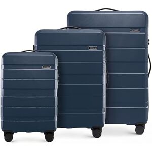 WITTCHEN COMODO Line Hard Case Set 3 Delar Bagage Trolley Resväska Lättvikts Transportväska med 4 Hjul Kombinationslås Mörkblå WITTCHEN COMODO Line Hard Case Set 3 Delar Bagage Trolley Resväska Lättvikts Transportväska med 4 Hjul Kombinationslås Mörkblå
