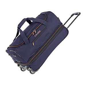 Travelite 2-hjuls vagn resväska stl. L med expansionsveck bagageserie Basics: mjukt bagage resväska med hjul med extra volym, 096276, marinblå/orange, 55 cm, Bagage Travelite 2-hjuls vagn resväska stl. L med expansionsveck bagageserie Basics: mjukt bagage resväska med hjul med extra volym, 096276, marinblå/orange, 55 cm, Bagage