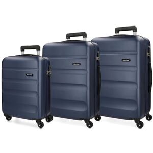 ROLL ROAD Flex handbagage, marinblå, 75 centimeters, Set med 3 resväskor ROLL ROAD Flex handbagage, marinblå, 75 centimeters, Set med 3 resväskor