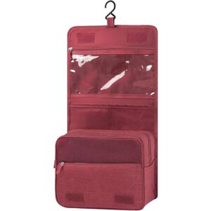 AiQInu Hängande necessär, necessär, unisex, vikbar, tvättväska, sminkväska, resetillbehör med krokar för kvinnor och män, Mörkröd, Mode AiQInu Hängande necessär, necessär, unisex, vikbar, tvättväska, sminkväska, resetillbehör med krokar för kvinnor och män, Mörkröd, Mode