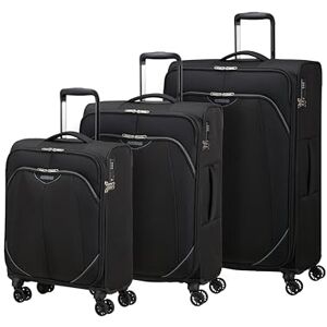 American Tourister Poproll 3-delars mjuk resväskeset (Handbagage, Medium, Stor), Lätt Svart (Black) American Tourister Poproll 3-delars mjuk resväskeset (Handbagage, Medium, Stor), Lätt Svart (Black)