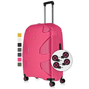 IMPACKT IP1 4-hjuls hårt skal av återvunnet material med 6 års garanti; hållbar resväska med utbytbara klickhjul, Flora rosa, 76 cm (Größe L), avslappnad IMPACKT IP1 4-hjuls hårt skal av återvunnet material med 6 års garanti; hållbar resväska med utbytbara klickhjul, Flora rosa, 76 cm (Größe L), avslappnad
