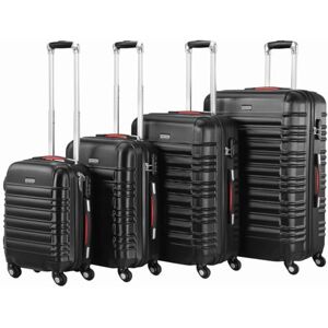 PROVITERA Set med 4 hårda ABS-väskor, hårda resväskor S-M-L-XL teleskopiskt handtag och 4 hjul lättrullande lås, kodlås, hållbara resevagnar, med handbagage, Svart, 50x32x75 cm, 45x28x66 cm, 40x25x55 PROVITERA Set med 4 hårda ABS-väskor, hårda resväskor S-M-L-XL teleskopiskt handtag och 4 hjul lättrullande lås, kodlås, hållbara resevagnar, med handbagage, Svart, 50x32x75 cm, 45x28x66 cm, 40x25x55