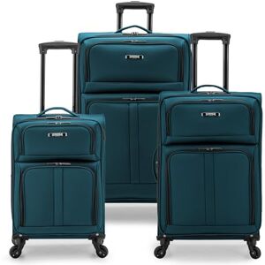 U.S. Traveler USA. Traveler Anzio mjuk resväska med expanderbar spinner-funktion, Blågrön, 3-PIece Set (22/26/30) U.S. Traveler USA. Traveler Anzio mjuk resväska med expanderbar spinner-funktion, Blågrön, 3-PIece Set (22/26/30)