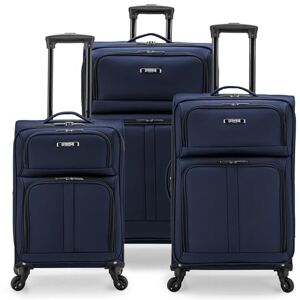 U.S. Traveler USA. Traveler Anzio mjuk resväska med expanderbar spinner-funktion, Marinblått Xsp, 3-PIece Set (22/26/30) U.S. Traveler USA. Traveler Anzio mjuk resväska med expanderbar spinner-funktion, Marinblått Xsp, 3-PIece Set (22/26/30)