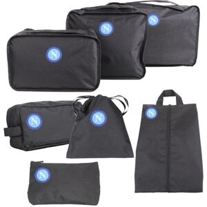 Enzo Castellano SSC NAPOLI 7-delat set med logotyp tryckt resväska organisatör 100% PL 121855, Svart, 7-delat set resväska Enzo Castellano SSC NAPOLI 7-delat set med logotyp tryckt resväska organisatör 100% PL 121855, Svart, 7-delat set resväska