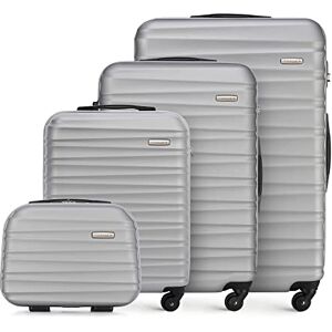 WITTCHEN GROOVE Line Set med 4 resväskor Resväska med sminkväska Resväska med ABS-hölje Nummerlås, teleskophandtag 4 länkhjul S+M+L+Kosmetikväska Grå SAS/Ryanair/Norwegian/Wizz Air WITTCHEN GROOVE Line Set med 4 resväskor Resväska med sminkväska Resväska med ABS-hölje Nummerlås, teleskophandtag 4 länkhjul S+M+L+Kosmetikväska Grå SAS/Ryanair/Norwegian/Wizz Air