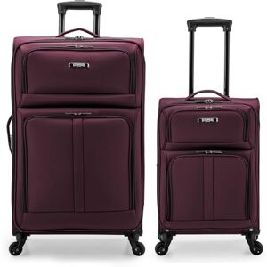 U.S. Traveler USA. Traveler Anzio mjuk resväska med expanderbar spinner-funktion, Vinröd, 2-Piece Set (22/30) U.S. Traveler USA. Traveler Anzio mjuk resväska med expanderbar spinner-funktion, Vinröd, 2-Piece Set (22/30)
