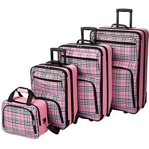 Rockland bagage fyrdelat bagageset, Rosa Pläd, En storlek, Mode mjuk sida expanderbart upprätt bagage set Rockland bagage fyrdelat bagageset, Rosa Pläd, En storlek, Mode mjuk sida expanderbart upprätt bagage set