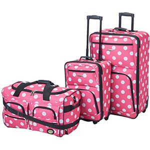 Rockland 3 st bagageset, klar, 3 st bagageset, Pinkdot, En storlek, Melbourne hård sida expanderbart spinner-hjul bagage Rockland 3 st bagageset, klar, 3 st bagageset, Pinkdot, En storlek, Melbourne hård sida expanderbart spinner-hjul bagage