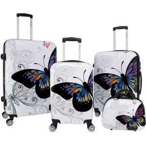 World Traveler 4-delad hård sida upprätt spinner bagageset, Fjäril, 4-Piece Set, Fashionabel fjäril hård sida spinner bagage lätt, expanderbar World Traveler 4-delad hård sida upprätt spinner bagageset, Fjäril, 4-Piece Set, Fashionabel fjäril hård sida spinner bagage lätt, expanderbar