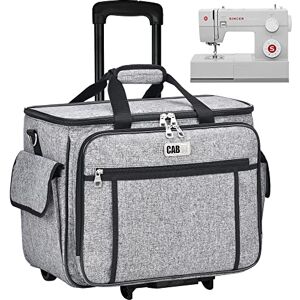 CAB55 Rolling Sewing Machine Case, Detachable Rolling Sewing Machine Carrying Case on Wheels, Trolley Tote Bag with Removable Bottom Wooden Board for Most Standard Sewing Machine and Accessories-Gray CAB55 Rolling Sewing Machine Case, Detachable Rolling Sewing Machine Carrying Case on Wheels, Trolley Tote Bag with Removable Bottom Wooden Board for Most Standard Sewing Machine and Accessories-Gray