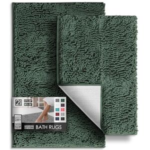 Hearth & Harbor badrumsmattor set i 2 delar, chenille badmatta set – maskintvättbara badmattor för badrum halkfri baksida gummi snabbtorkande badrumsmatta – jägargrön badrumsmatta, 17 x 24 – 20 x 32 Hearth & Harbor badrumsmattor set i 2 delar, chenille badmatta set – maskintvättbara badmattor för badrum halkfri baksida gummi snabbtorkande badrumsmatta – jägargrön badrumsmatta, 17 x 24 – 20 x 32