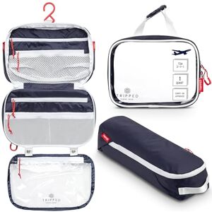 TRIPPED Travel Gear Toalettväska kit set: hängande resenecessär + 311 TSA kosmetisk vätskepåse + ultralätt tillbehörsorganiseringspåse, Marinblått Xsp, 3-delat toalettset TRIPPED Travel Gear Toalettväska kit set: hängande resenecessär + 311 TSA kosmetisk vätskepåse + ultralätt tillbehörsorganiseringspåse, Marinblått Xsp, 3-delat toalettset