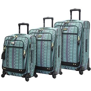 Steve Madden designerbagagesamling – 3-delad softside expanderbar lätt spinner resväska set – reseset innehåller 51 cm (20 tum) handbagage, 61 cm (24 tum) och 28 tums rutiga resväskor (tryck/blågrön), Steve Madden designerbagagesamling – 3-delad softside expanderbar lätt spinner resväska set – reseset innehåller 51 cm (20 tum) handbagage, 61 cm (24 tum) och 28 tums rutiga resväskor (tryck/blågrön),