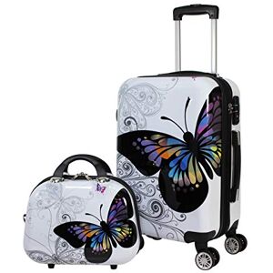 World Traveler svart och vit fjäril 2-delad handbagage spinner bagageset, flerfärgad, 50 x 33 x 22,8 cm, svart och vit fjäril 2-delad handbagage set, flerfärgad, 20x13x9 inches, Svartvit fjäril World Traveler svart och vit fjäril 2-delad handbagage spinner bagageset, flerfärgad, 50 x 33 x 22,8 cm, svart och vit fjäril 2-delad handbagage set, flerfärgad, 20x13x9 inches, Svartvit fjäril