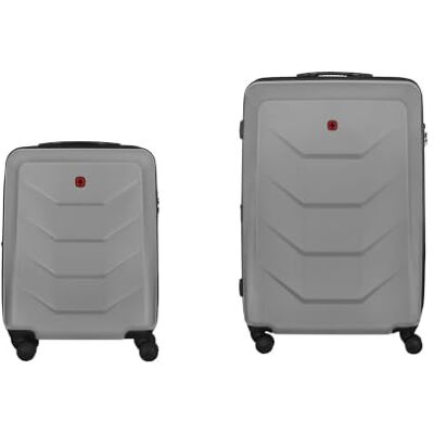 WENGER Prymo 4-Wheel Hard Shell Suitcase with TSA Lock, Lightweight Travel Trolley for Travel & Holidays, Unisex, Silver, Set of 2 Carry-On and Large WENGER Prymo 4-Wheel Hard Shell Suitcase with TSA Lock, Lightweight Travel Trolley for Travel & Holidays, Unisex, Silver, Set of 2 Carry-On and Large