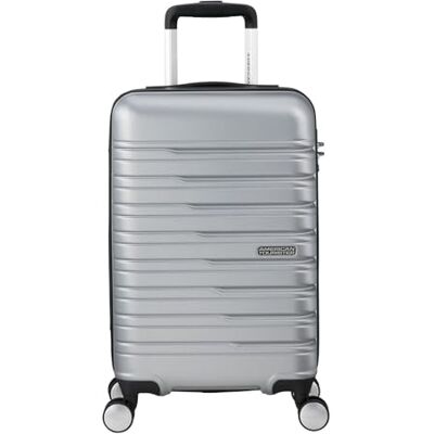 American Tourister Flashline Spinner kabinväska, 55 cm Silver, hård väska, 55H x 40W x 20D cm, 34 L, 2.6 kg, med TSA-lås och invändiga korsremmar American Tourister Flashline Spinner kabinväska, 55 cm Silver, hård väska, 55H x 40W x 20D cm, 34 L, 2.6 kg, med TSA-lås och invändiga korsremmar