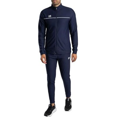 Under Armour Challenger Träningsoverall för män med snabbtorkande material och ankelblixtlås, bekväma och tuffa gymkläder för sport och träning, midnatt marinblå/vit, MD Under Armour Challenger Träningsoverall för män med snabbtorkande material och ankelblixtlås, bekväma och tuffa gymkläder för sport och träning, midnatt marinblå/vit, MD