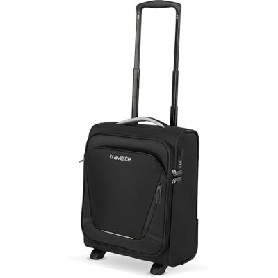 Travelite Handbagageväska med 2 hjul för EasyJet, Vueling Wizz, integrerat kombinationslås, ombordtrolley jetpack: Kompakt mjukt bagage med fästfunktion, 40 x 30 x 20 cm, 21 l, 1,7 kg, svart Travelite Handbagageväska med 2 hjul för EasyJet, Vueling Wizz, integrerat kombinationslås, ombordtrolley jetpack: Kompakt mjukt bagage med fästfunktion, 40 x 30 x 20 cm, 21 l, 1,7 kg, svart