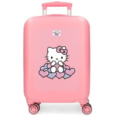 Hello Kitty Hjärtan & Dots, resväska för barn, rosa, tillverkad av ABS, fyra flerriktade vridbara dubbla hjul, sidokombinationslås, insida med två fack., Rosa, Resväska Hello Kitty Hjärtan & Dots, resväska för barn, rosa, tillverkad av ABS, fyra flerriktade vridbara dubbla hjul, sidokombinationslås, insida med två fack., Rosa, Resväska