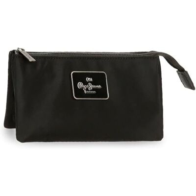 Pepe Jeans Christine Sminkväska Tre fack Svart 17,5 x 9,5 x 2 cm Polyester med Detaljer i Konstläder av Joumma Bags, svart, Talla única, necessär med tre fack Pepe Jeans Christine Sminkväska Tre fack Svart 17,5 x 9,5 x 2 cm Polyester med Detaljer i Konstläder av Joumma Bags, svart, Talla única, necessär med tre fack