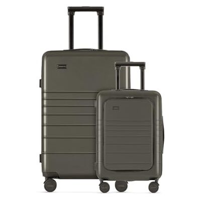 ETERNITIVE Set med 2 resväskor liten och stor Resväska i polykarbonat och ABS Storlek: 54 och 74 cm hård resväska med TSA-lås 360° rullväska handbagage 33L och 98L Olive, Olivgrön, Set ETERNITIVE Set med 2 resväskor liten och stor Resväska i polykarbonat och ABS Storlek: 54 och 74 cm hård resväska med TSA-lås 360° rullväska handbagage 33L och 98L Olive, Olivgrön, Set