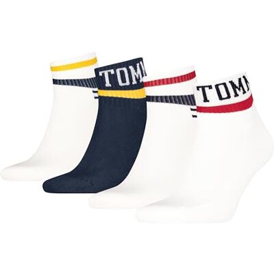 Tommy Hilfiger 8719965009202 TH UNI TJ QUARTER 4P SPORT ECOM, Vit/marinblå, 35-38 Tommy Hilfiger 8719965009202 TH UNI TJ QUARTER 4P SPORT ECOM, Vit/marinblå, 35-38