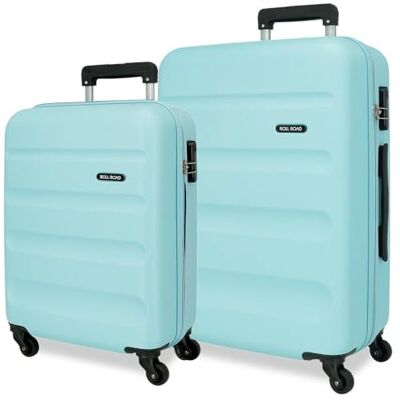 ROLL ROAD Flexibel resväska tillverkad av ABS, ett material, sidokombinationslås med 4 dubbla hjul, handbagage, bekväm insida med ett fack, Blå, 55 cm, 65 cm, set med 2 resväskor ROLL ROAD Flexibel resväska tillverkad av ABS, ett material, sidokombinationslås med 4 dubbla hjul, handbagage, bekväm insida med ett fack, Blå, 55 cm, 65 cm, set med 2 resväskor