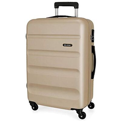ROLL ROAD Flex beige stor resväska 51 x 74 x 28 cm styv ABS kombinationslås 91 liter 3,8 kg 4 hjul ROLL ROAD Flex beige stor resväska 51 x 74 x 28 cm styv ABS kombinationslås 91 liter 3,8 kg 4 hjul