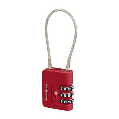 Samsonite – 3-siffrigt TSA-kabelhänglås, Röd Samsonite – 3-siffrigt TSA-kabelhänglås, Röd