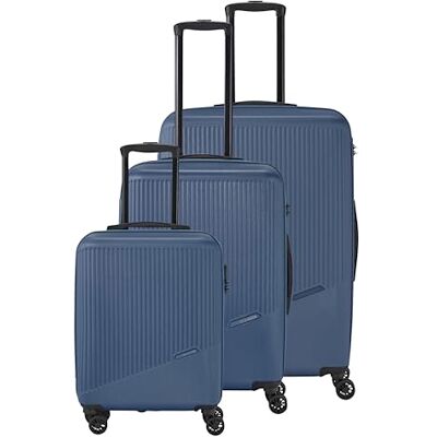 Travelite 4-hjuls resväska set 3 delar storlekar L/M/S, bagage serie Bali: ABS hårda skal trolleys, blå, Trolley Set (L/M/S), Trolley med hårt skal med 4 hjul Travelite 4-hjuls resväska set 3 delar storlekar L/M/S, bagage serie Bali: ABS hårda skal trolleys, blå, Trolley Set (L/M/S), Trolley med hårt skal med 4 hjul