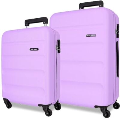 ROLL ROAD Flex resväska set ockra 55/65 cm styvt ABS sidokombinationslås 92 L 5,7 kg 4 hjul, lila, 38 x 55 x 20 cm/46 x 65 x 23 cm, set med 2 resväskor, Lila, Carry-on, Medium, Uppsättning av 2 ROLL ROAD Flex resväska set ockra 55/65 cm styvt ABS sidokombinationslås 92 L 5,7 kg 4 hjul, lila, 38 x 55 x 20 cm/46 x 65 x 23 cm, set med 2 resväskor, Lila, Carry-on, Medium, Uppsättning av 2