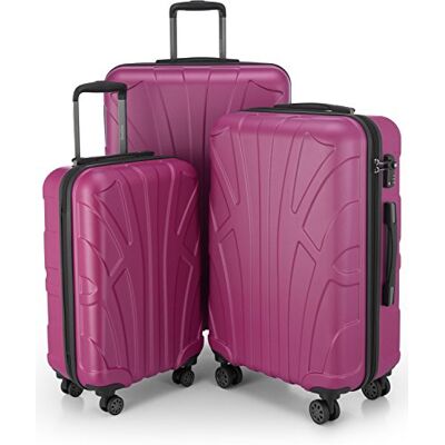 suitline Resväskset 3 delar ABS hård skal kabin 55 cm mellan 66 cm stor 76 cm expanderbar med TSA lås 4 dubbla hjul teleskophandtag, magenta suitline Resväskset 3 delar ABS hård skal kabin 55 cm mellan 66 cm stor 76 cm expanderbar med TSA lås 4 dubbla hjul teleskophandtag, magenta