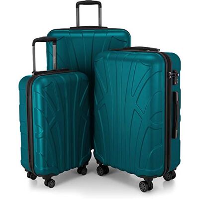 suitline Resväskset 3 delar ABS hård skal kabin 55 cm mellan 66 cm stor 76 cm expanderbar med TSA lås 4 dubbla hjul teleskophandtag, aquagrön suitline Resväskset 3 delar ABS hård skal kabin 55 cm mellan 66 cm stor 76 cm expanderbar med TSA lås 4 dubbla hjul teleskophandtag, aquagrön