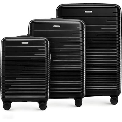 WITTCHEN FUERTA Line Resväska set Hårt bagage Expanderbar resväska Bagage i polypropylen med glansiga remmar 4 dubbla hjul Teleskopiskt stålhandtag TSA lås Storlek (S+M+L) Svart WITTCHEN FUERTA Line Resväska set Hårt bagage Expanderbar resväska Bagage i polypropylen med glansiga remmar 4 dubbla hjul Teleskopiskt stålhandtag TSA lås Storlek (S+M+L) Svart