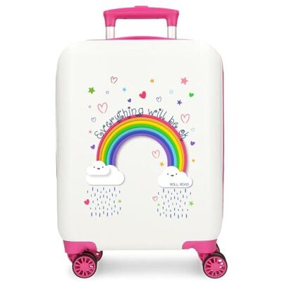 ROLL ROAD Everything is Ok Cabin resväska vit 33 x 50 x 20 cm hård ABS sida kombinationslås 28,4L 2 kg 4 dubbla hjul bagage hand, Vit, 33x50x20 cms, Kabinväska ROLL ROAD Everything is Ok Cabin resväska vit 33 x 50 x 20 cm hård ABS sida kombinationslås 28,4L 2 kg 4 dubbla hjul bagage hand, Vit, 33x50x20 cms, Kabinväska