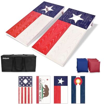 GoSports Texas regleringsstorlek trä majshålsset, Texas flaggdesign med väskor och fodral GoSports Texas regleringsstorlek trä majshålsset, Texas flaggdesign med väskor och fodral