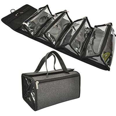 Jula Vance Hängande toalettväska, stor kapacitet, i ekologisk polyester, resetoalettväska, smink- och kosmetikväska, 4-i-1, hoprullbar, med 4 avtagbara genomskinliga TPU-fickor och krokar, Grå, Jula Vance Hängande toalettväska, stor kapacitet, i ekologisk polyester, resetoalettväska, smink- och kosmetikväska, 4-i-1, hoprullbar, med 4 avtagbara genomskinliga TPU-fickor och krokar, Grå,