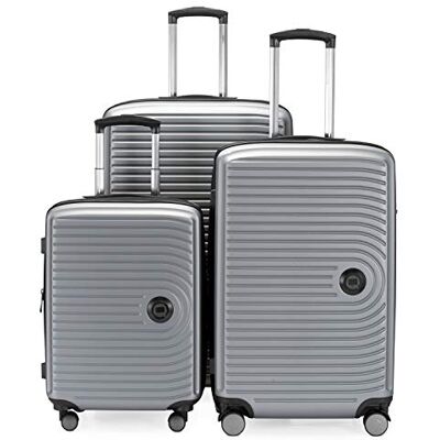 Hauptstadtkoffer Mitte 3-delat kofferset, kabinväska 55 cm, medelstor väska 68 cm och stor resväska 77 cm, ABS-hårdskal, TSA, silver Hauptstadtkoffer Mitte 3-delat kofferset, kabinväska 55 cm, medelstor väska 68 cm och stor resväska 77 cm, ABS-hårdskal, TSA, silver
