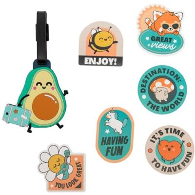Mr. Wonderful Bagageetikett + klistermärken avokado, Material: Polyester, Estándar Mr. Wonderful Bagageetikett + klistermärken avokado, Material: Polyester, Estándar