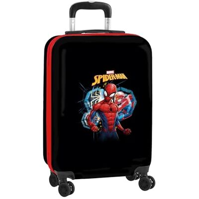 safta SPIDERMAN 20 tums kabinvagn resväska med hjul, säkerhetslås, lätt väska, 34,5x20x55 cm, färg Svart, Svart, Estándar, tillfällig safta SPIDERMAN 20 tums kabinvagn resväska med hjul, säkerhetslås, lätt väska, 34,5x20x55 cm, färg Svart, Svart, Estándar, tillfällig