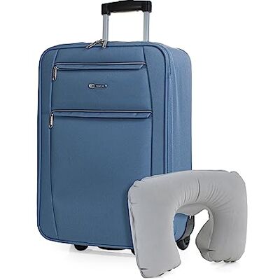 ITACA Trolley Cabin resväska, 50X40X20 EVA polyester. Med cervikal Pillow 2 Wheels Handbagage. Halvstyv, resistent och lätt., Blå Jeans ITACA Trolley Cabin resväska, 50X40X20 EVA polyester. Med cervikal Pillow 2 Wheels Handbagage. Halvstyv, resistent och lätt., Blå Jeans
