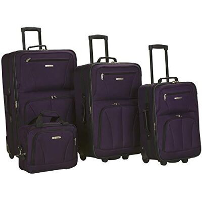 Rockland Set med resväskor med mjuka sidor, stående, Lila, 4-Piece Set (14/19/24/28) Rockland Set med resväskor med mjuka sidor, stående, Lila, 4-Piece Set (14/19/24/28)