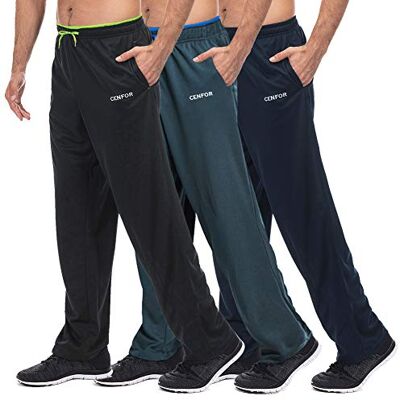CENFOR Herrträningsbyxor fickor öppen botten atletiska byxor, 3 delar, jogging, träning, gym, löpning, vandring, träning, set, Svart, grå, marinblå, 3 delar, XL CENFOR Herrträningsbyxor fickor öppen botten atletiska byxor, 3 delar, jogging, träning, gym, löpning, vandring, träning, set, Svart, grå, marinblå, 3 delar, XL