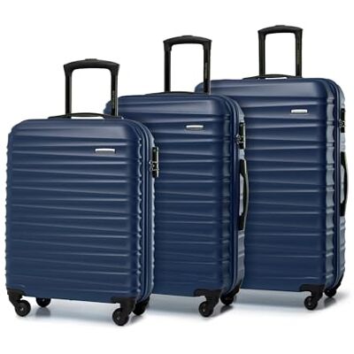 WITTCHEN GROOVE Line Set med 3 väskor Resväskor Hårt bagage med ABS-hölje Nummerlås, teleskophandtag 4 länkhjul Storlek (S+M+L) Marin SAS/Ryanair/Norwegian/Wizz Air/BRA/Sunclass Airliness WITTCHEN GROOVE Line Set med 3 väskor Resväskor Hårt bagage med ABS-hölje Nummerlås, teleskophandtag 4 länkhjul Storlek (S+M+L) Marin SAS/Ryanair/Norwegian/Wizz Air/BRA/Sunclass Airliness