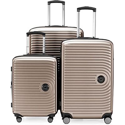 Hauptstadtkoffer Mitte Zestaw 3 walizek, kabinowa 55 cm, średnia 68 cm i duża 77 cm, twarda skorupa ABS, TSA, szampański Hauptstadtkoffer Mitte Zestaw 3 walizek, kabinowa 55 cm, średnia 68 cm i duża 77 cm, twarda skorupa ABS, TSA, szampański