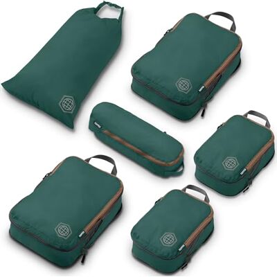 TRIPPED Travel Gear TRIPPED Reseutrustning, kompressions-förpackningskuber för resor bagage- och ryggsäcksorganisering, förpackningskuber för kläder, 6 Piece, Klassisk TRIPPED Travel Gear TRIPPED Reseutrustning, kompressions-förpackningskuber för resor bagage- och ryggsäcksorganisering, förpackningskuber för kläder, 6 Piece, Klassisk