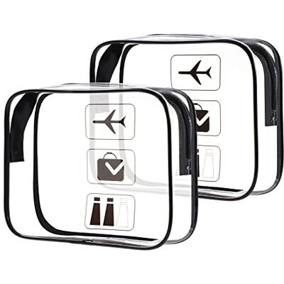 Oderra 2 påsar transparent necessär PVC vattentät necessär för kvinnor, transparent reseväska för transport, flygplansfodral för vätskor för kvinnor och män 0,6 mm PVC, sminkväska för vätskor, kosmetika och tillbehör, flygresor, gym och hem Oderra 2 påsar transparent necessär PVC vattentät necessär för kvinnor, transparent reseväska för transport, flygplansfodral för vätskor för kvinnor och män 0,6 mm PVC, sminkväska för vätskor, kosmetika och tillbehör, flygresor, gym och hem