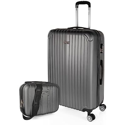 ITACA Resväska Set Med 4 Hjul ABS Trolley Hjul Utdragbar Robust Och Lättvikt Handtag Hänglås Liten Lågkostnadshytt, Medium Och Stor Och Necessär. T71500, Antracit, 76 Cm + 35 Cm ITACA Resväska Set Med 4 Hjul ABS Trolley Hjul Utdragbar Robust Och Lättvikt Handtag Hänglås Liten Lågkostnadshytt, Medium Och Stor Och Necessär. T71500, Antracit, 76 Cm + 35 Cm